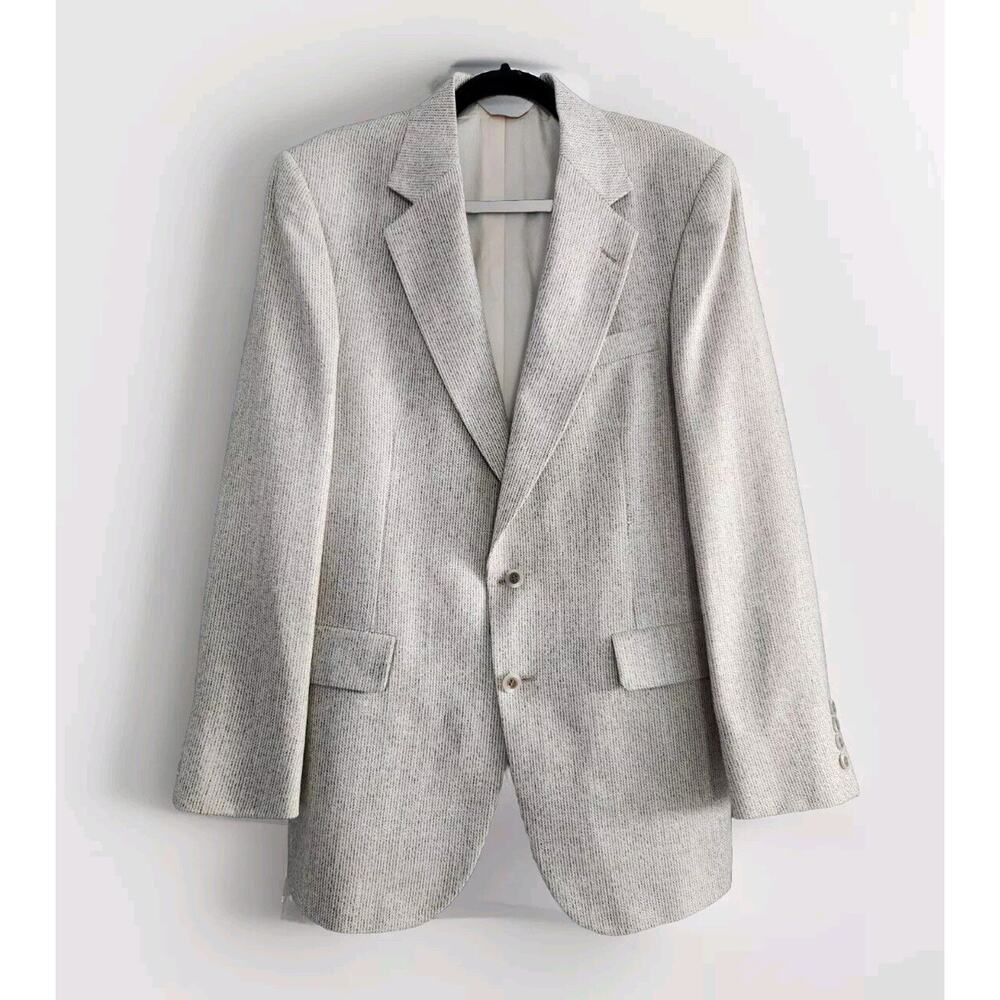 VINTAGE Tweed Jacket Beige Check 100% Wool Blazer Strathmore Anderson Little USA